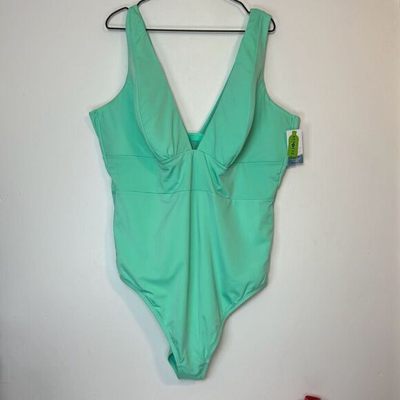 Lane Bryant Cacique Lightly Lined No Wire One Piece Swimsuit 28 NWT - Picture 1 of 7
